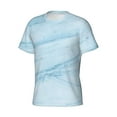 thumbnail image 3 of Yiaed Blue Marble Print Mens Short Sleeve Tight Fit T-Shirt, Crewneck Casual Tee-X-Large, 3 of 5