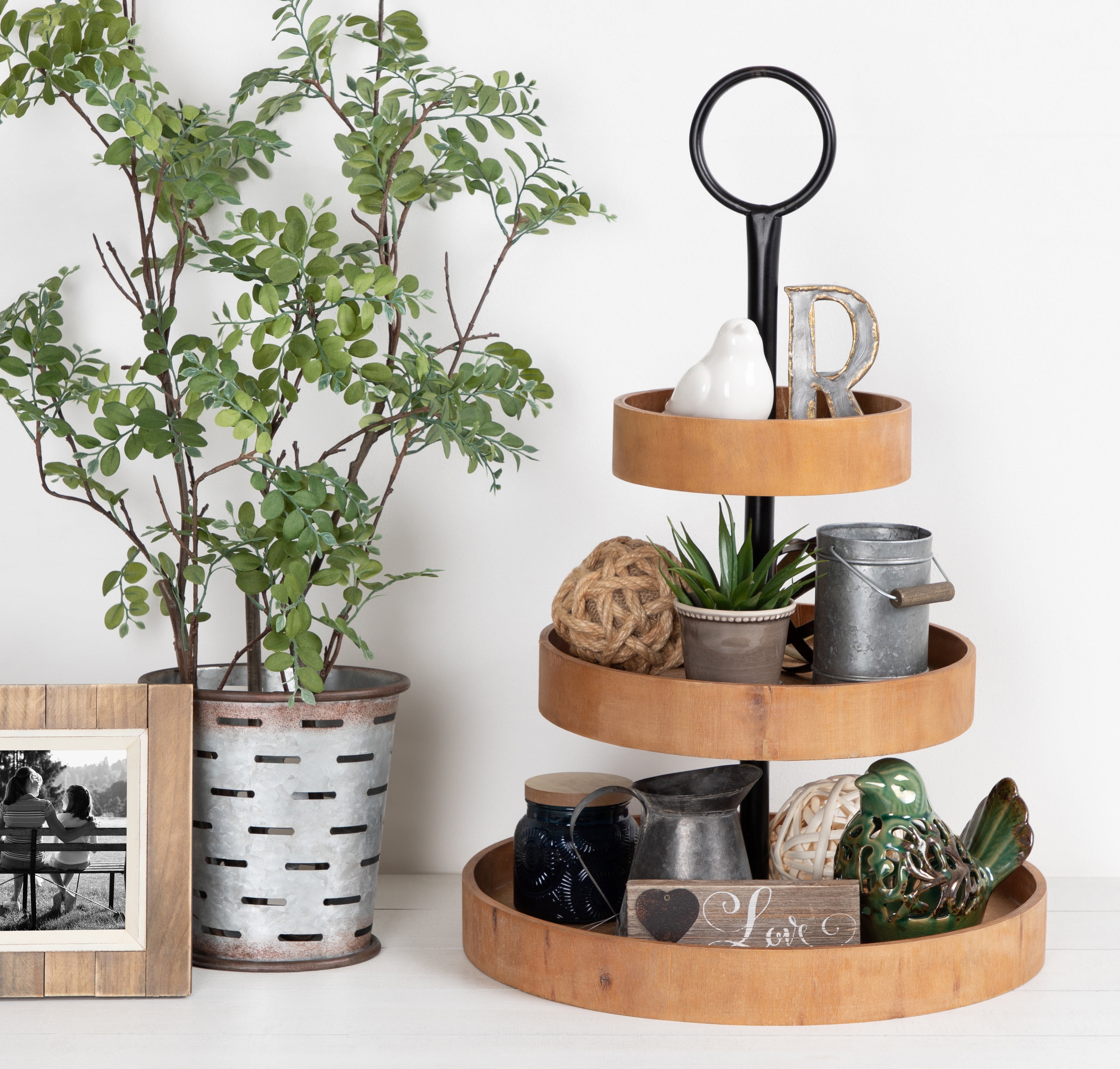 Kate And Laurel Woodmont Plateau En Bois 3 étages Blanc