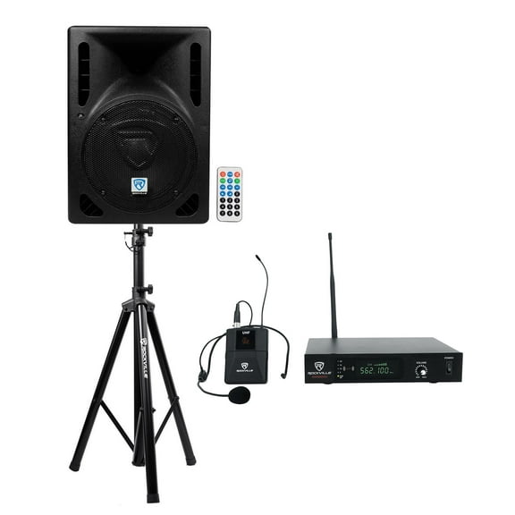 Rockville RPG8BT 8" Powered 400W PA Speaker w/Bluetooth   Headset Microphone