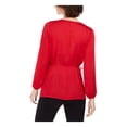 thumbnail image 2 of NY COLLECTION Womens Red Long Sleeve V Neck Evening Top Petites PL, 2 of 4
