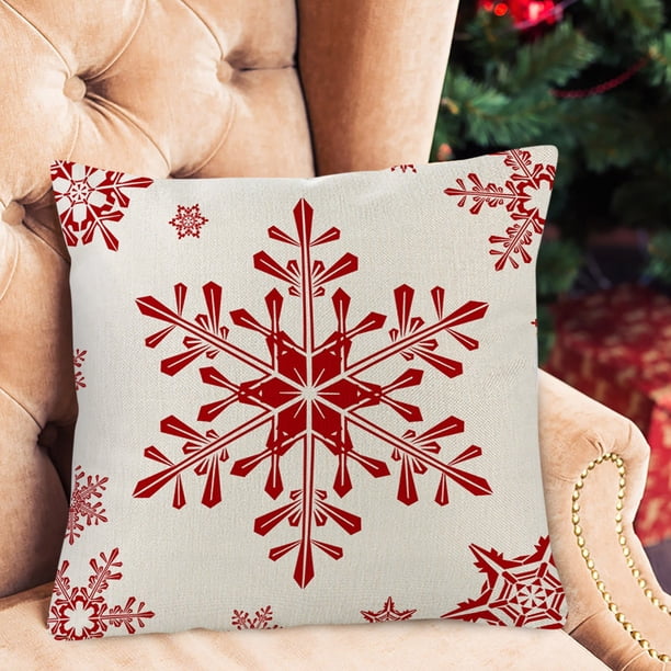Fiudx Ofertas De La Semana Fundas De Almohada De Feliz Navidad, Funda De Almohada De Algodón De 18X18 Pulgadas, Decoración De Navidad, Decoración De Fiesta De Invierno Para Sofá
