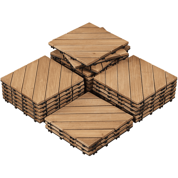 Renwick 27pcs Fir Wood Flooring Tiles for Indoor & Outdoor, Natural Wood