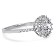 LaRaso & Co Silver Round Brilliant Halo Engagement Ring for Women Size 5