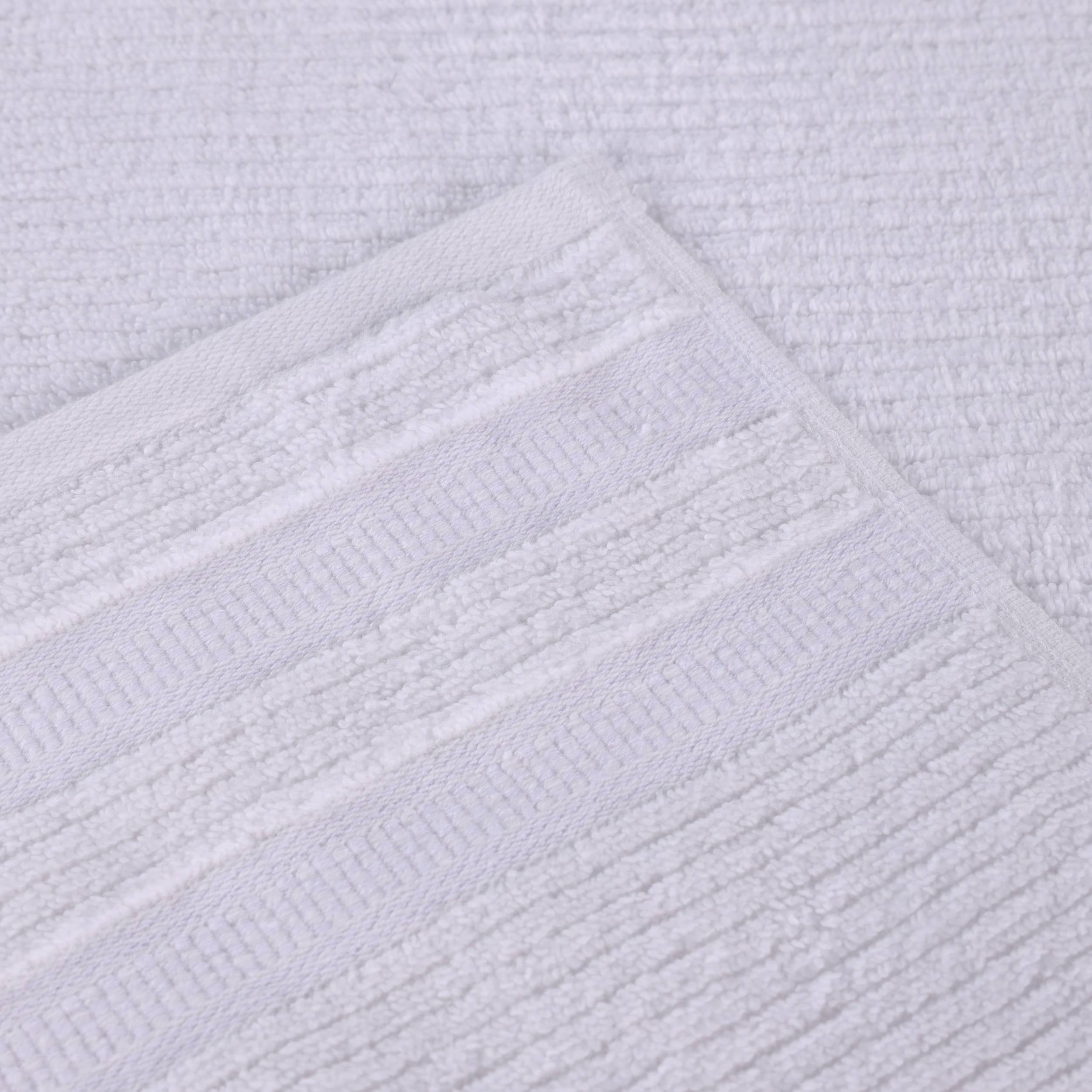 Superior Zero Twist Cotton Ribbed Geometric 6-Piece Towel Set, Ultra Soft Quick Dry, White
