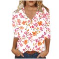 thumbnail image 2 of JTZGDY Floral Shirts for Women Dressy Casual Summer 3/4 Length Sleeve V Neck Graphic T-Shirts Trendy Oversized Comfy Tunic Blouse Fashion 2025 Clothes Multicolor#25 S, 2 of 5