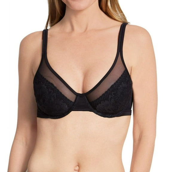Women's Bali DF3386 One Smooth U Lace Minimizer Underwire Bra (Black 42D)