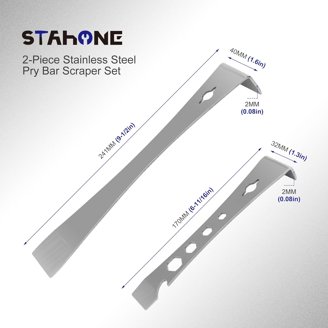 4-Piece Stainless Steel Pry Bar Scraper Set - With Nail Puller, 10.23" & 7" Lengths, For Remodeling & DIY