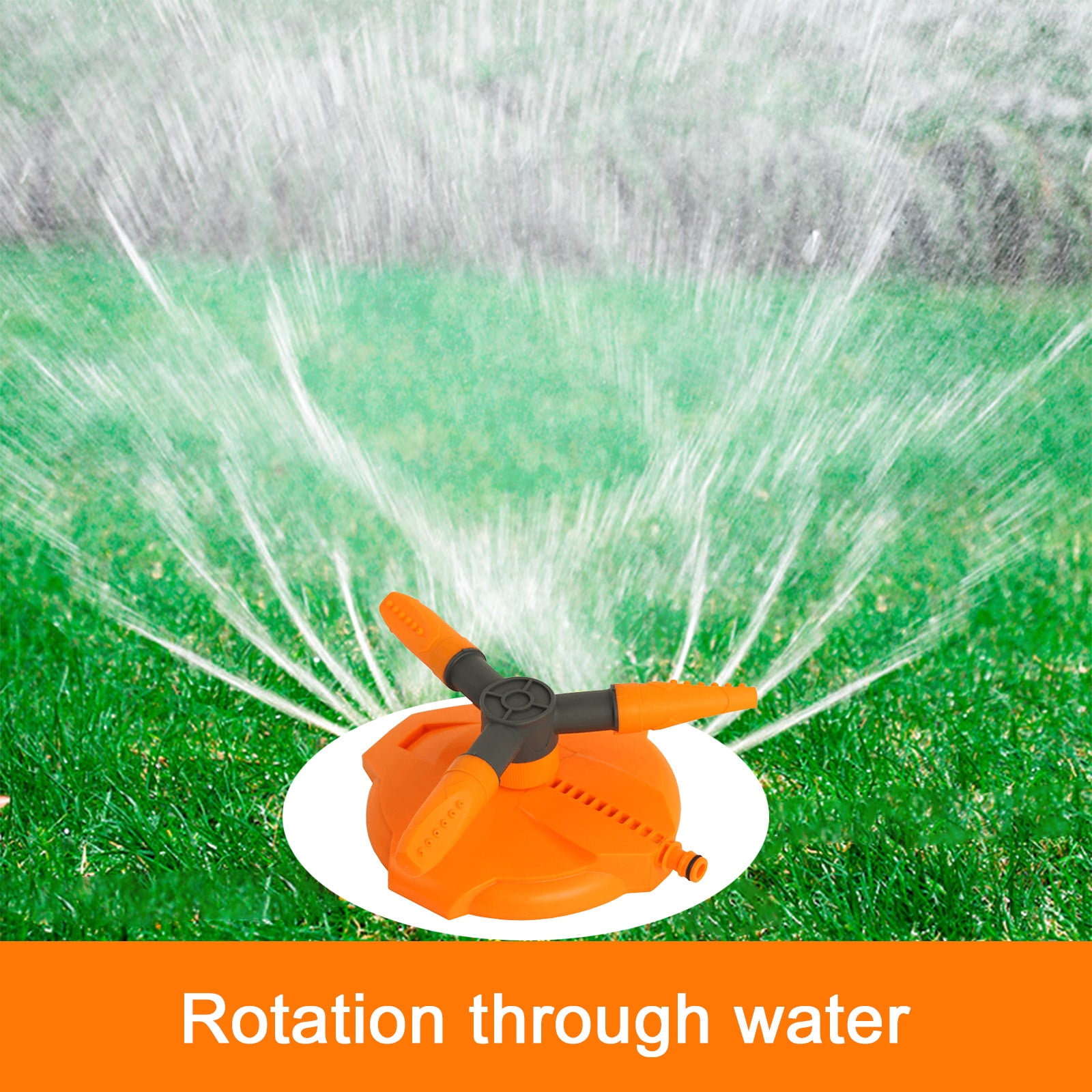 360 Degree Rotating Lawn Sprinkler, Automatic Adjustable Yard Sprinkler on Stake for Large Area Garden & Lawn, Ki-ds Play Sprinkler, Durable ABS Plastic