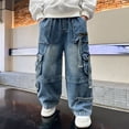 thumbnail image 6 of TOWED22 Boys Baggy Jeans Kids Casual Straight Leg Loose Fit Denim Pants with Pockets 5-14 Years(Blue,13-14 Y), 6 of 9