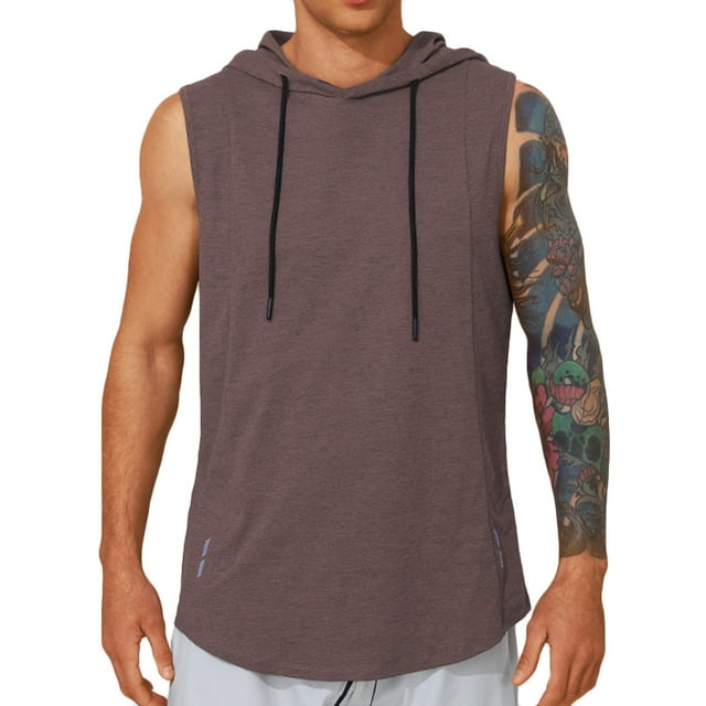 Birdeem Vest for Men Mens Casual Fashion Solid Quick Drying Drawstring Hooded Sleeveless Tops