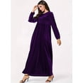 thumbnail image 5 of Women'S Velvet Maxi Dress Casual Solid Color High Waist Long Sleeve Fall Winter Flowy Gown L, 5 of 7