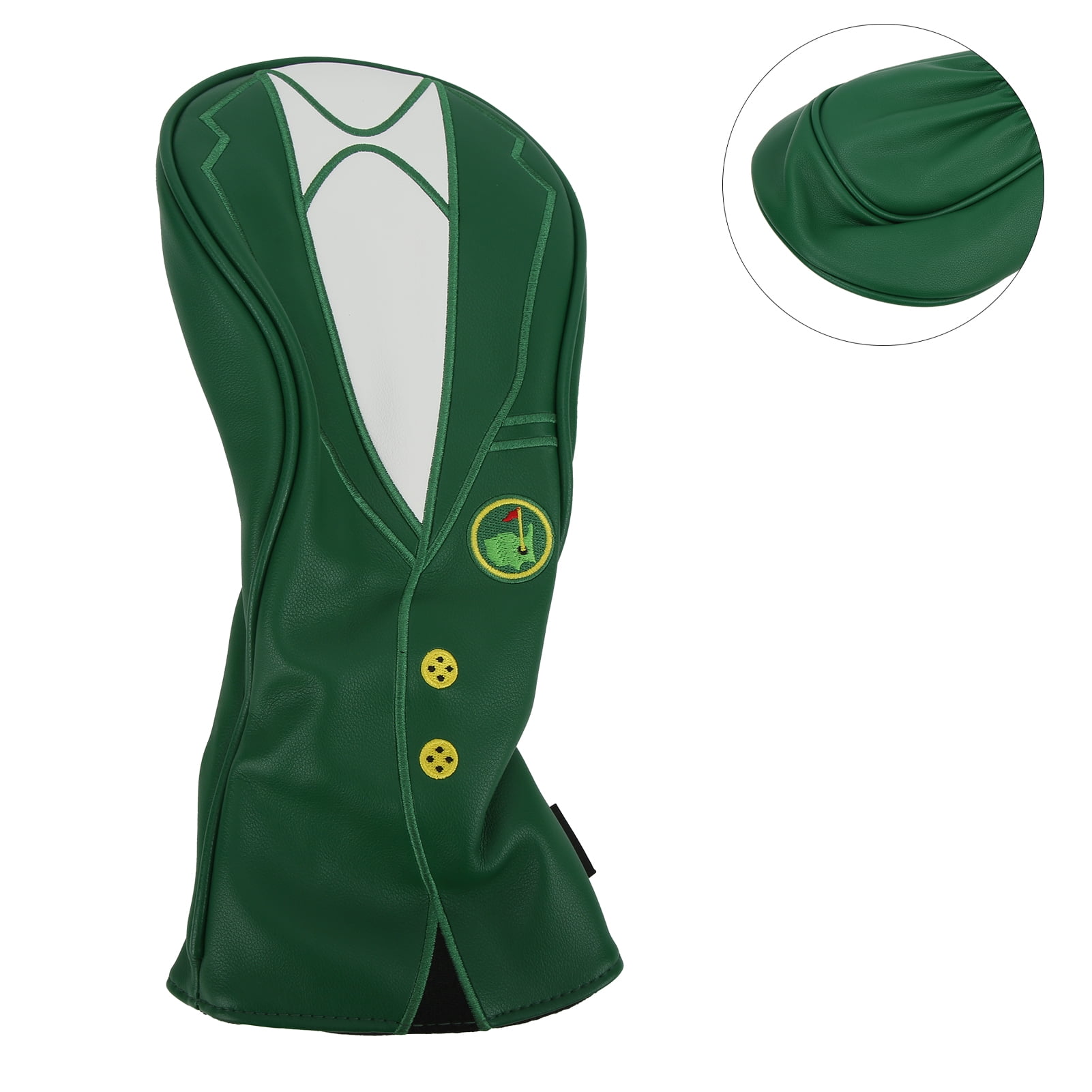 NFTIGB Golf Club Head Cover PU Leather Elastic Neckline Soft Thick Lining Rainproof Sunscreen Driver Headcover 1 Wood Masters Green Jacket Design 13 inches / 33 cm Length Protector Sleeve