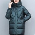 thumbnail image 4 of HTNBO Women Long Quilted Coat Winter Hooded Long Sleeve Puffer Padded Jackets Zip-up Warm Thicken Outerwear Pockets, 4 of 7