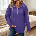 thumbnail image 5 of Horkkom Quarter Zip Pullover Women Casual Tunic Drawstring Tops Fashion Solid Color Comfort Hoodie with Pockets XXL, 5 of 7