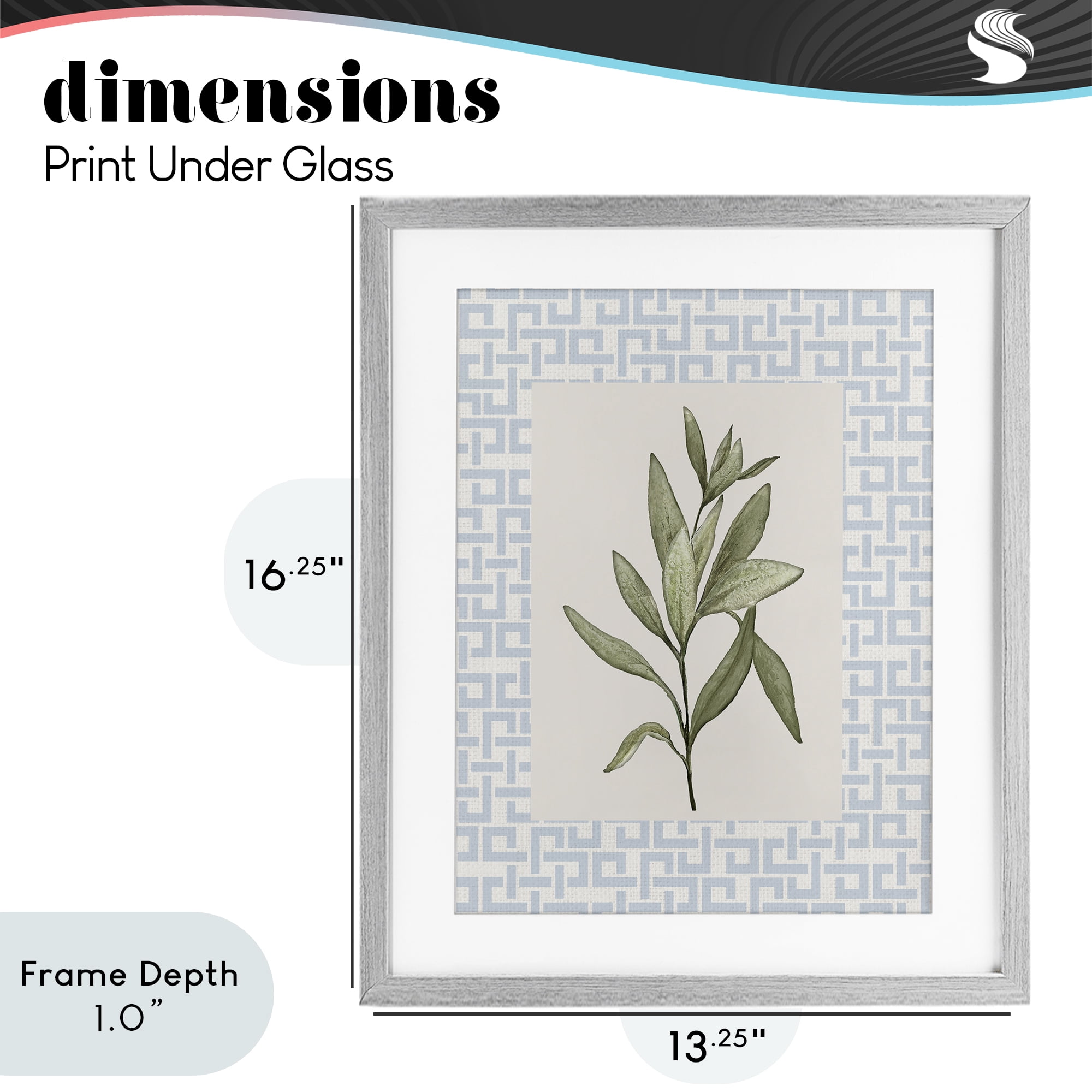 Stupell Industries Leafy Fresh Herb Gray Framed Print Under Glass, design by Diannart