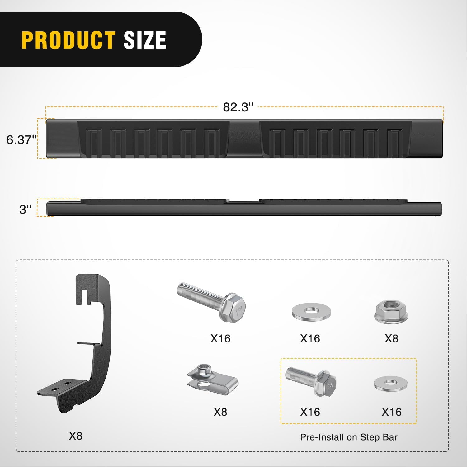 Nilight Running Boards for 2007-2018 Chevy Silverado/GMC Sierra 1500 Crew Cab 2007-2019 Chevy Silverado/GMC Sierra 2500HD 3500HD 6inch Slip-Proof Aluminum Side Step Nerf Bars,Black