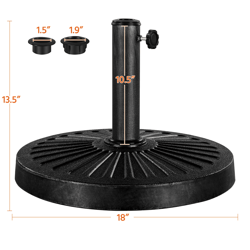 Alden Design 30 lb Heavy Duty Iron Patio Umbrella Base 18" for Outdoor, Black