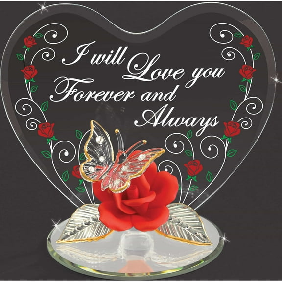Fashion Butterfly I-L-U Always Glass Figurine (4.5 X 7.13) Made In China -Jewelry By Sweet Pea