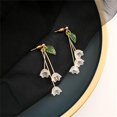 thumbnail image 7 of Lily Flower Tassel Earrings Gold Plated Elegant Fairy White Lily Bell Orchid Petal Green Leaf Plant Chandelier Long Nature Dangle Drop Earrings for Women Spring Summer Holiday Fashion Jewelry Gifts, 7 of 7