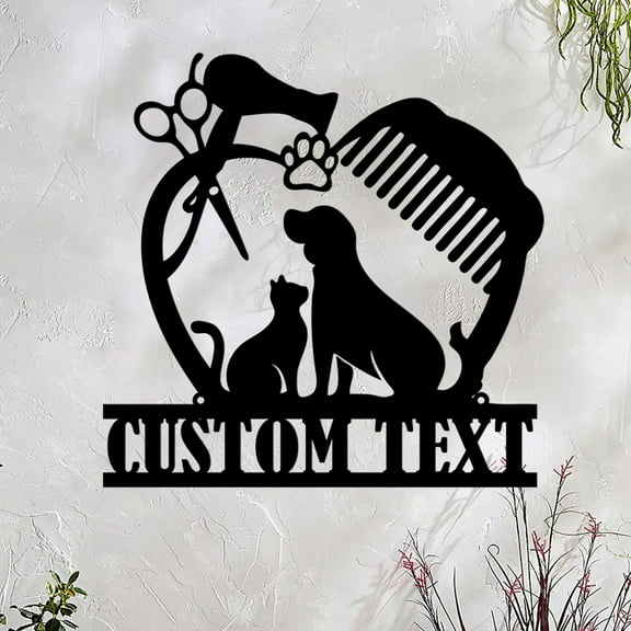 Custom Pet Grooming Hair Salon Metal Sign Custom Dog Grooming Sign Grooming Business Wall Art Dog Grooming Salon Decor Pet