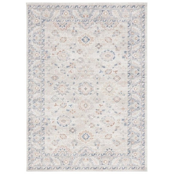 SAFAVIEH Blair Zyana Traditional Machine Washable Area Rug, 6'7" x 6'7" Round, Beige/Grey