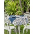 thumbnail image 4 of Outdoor Tablecloth with Umbrella Hole Zipper Blue Paisley Round Tablecloth 60" Waterproof Outside Table Cloth Vintage Boho Flower Botanical Leaf Branch Patio Table Cover Tablecloths for Picnic Party, 4 of 8