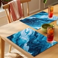 thumbnail image 4 of Blue Marble Placemats Set of 4 Abstract Vintage White Oil Painting Place Mats Indoor Wipeable Table Mats Washable Cloth Dining Table Placemats for Kitchen Holiday Party Home Decor 13x19 Inch, 4 of 9