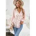 thumbnail image 6 of V-neck multi-color printed long sleeve blouse long sleeve blouse, 6 of 7