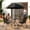 Black, variant on LAZY BUDDY 6-Piece Patio Furniture Set with Umbrella, Outdoor Patio Dining Set with 4 Folding Chairs & Tempered Glass Table for Poolside, Backyard, Garden
