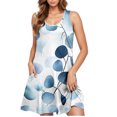 thumbnail image 4 of ZQUUVOU Women's Casual Printes Floar Dress Sleeveless Round Neck Short Floral Dress Light Blue, 4 of 5