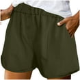 thumbnail image 3 of QATAINLAV Summer Shorts for Women Casual Cotton Button Short Pant Solid Color Lightweight Wide Leg Bermuda Shorts with Pockets Army Green L Today Sales, 3 of 9