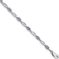 thumbnail image 1 of Sterling Silver Rhodium Plated Diamond And Tanzanite Bracelet (7.75 X 3) Made In India qx871tz, 1 of 5