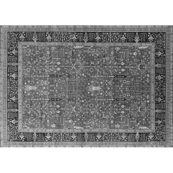 Ahgly Company Indoor Rectangle Oriental Gray Industrial Area Rugs, 7' x 9'