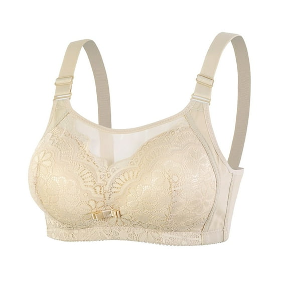 Sngxgn Wireless Bra with S upport, Lightly Lined No Spillage Seamless T-Shirt Bra(Beige,44)