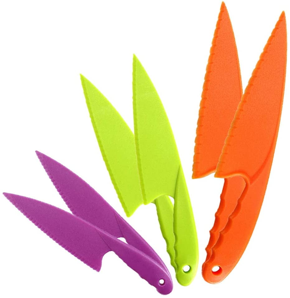 6Pcs Plastic Kitchen Knife Set, Nylon Kitchen Knives for Kids, Safe