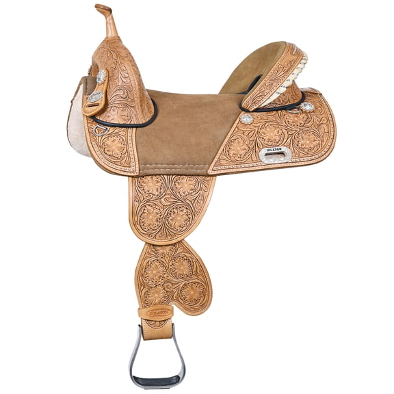 HILASON Western Horse Treeless Trail Barrel Saddle American Leather | for Horses