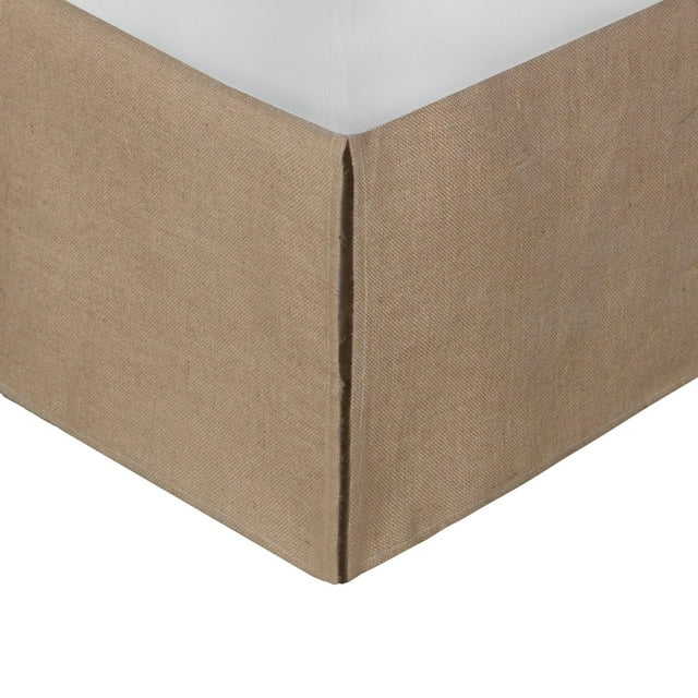 Faldón de cama Benzara BM307050 Queen, 38 cm, arpillera marrón