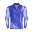 thumbnail image 2 of HULIJA Men Rhinestones V-Neck Long Sleeve Pullover Latin Tango Rumba Dance Shirt Blouse Royal Blue M, 2 of 5