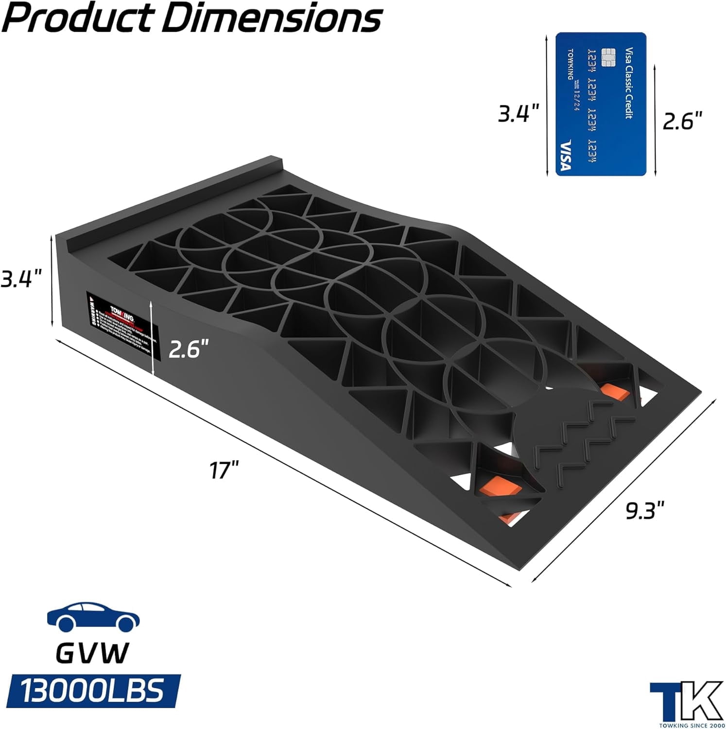 STORKING 2PCS Heavy Duty Low Profile Car Ramps, Portable Tire Ramps for Oil Changes & Garage Lifting, Fits Low Chassis Cars & Compatible with Jack Stands