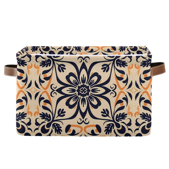 Floral Mandala Storage Bins with Handle Fabric Organizer Basket Foldable Box 1 Pack 14.2x10.2x8.3