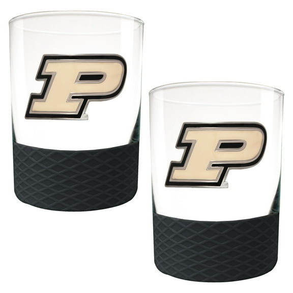 Purdue Boilermakers 2-Pack 14oz. Rocks Glass Set with Silcone Grip