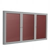 Ghent 48"x72" 3-Door Silver Aluminum Frame Fabric Letterboard - Red