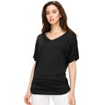 thumbnail image 4 of Made by Johnny Women's V-Neck Short Sleeve Dolman Top with Side Shirring XL BLACK, 4 of 6