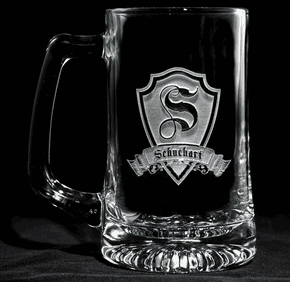 Crystal IMagery Personalized Shield and Banner Beer Glass by