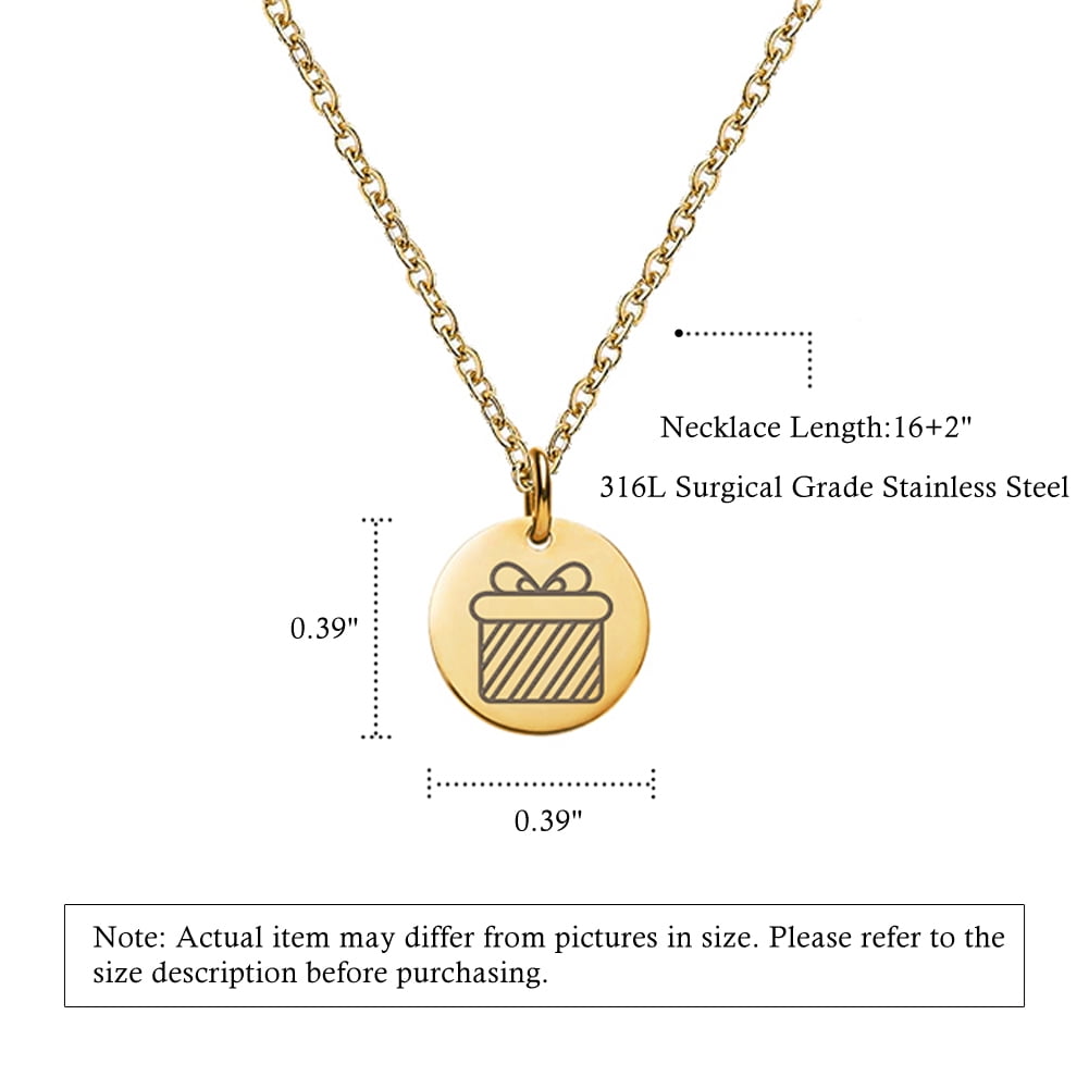 Anavia Round Christmas Present Stainless Steel Gold Disc 10mm Pendant Jewelry with Gift Box