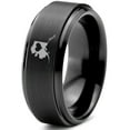 thumbnail image 1 of Tungsten Alaska The Last Frontier State Heart Band Ring 8mm Men Women Comfort Fit Black Step Bevel Edge Brushed Polished, 1 of 4