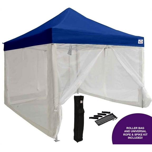 Impact Canopy 10x10 Pop Up Canopy Tent, Mesh Sidewalls, Screen Room, Steel Frame, Gazebo Enclosure, Royal Blue