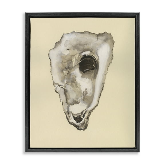 Stupell Industries Oyster Sea Creature Nautical & Beach Painting Black Floater Framed Canvas Art Print Wall Art, 17 x 21