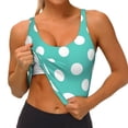 thumbnail image 3 of Gukieu Teal Turquoise And White Polka Dot Print Women's Sports Vest, Low-neck U-shaped Removable Pad Sports Bra for Yoga, Exercise, Dance-Large, 3 of 8