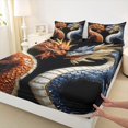 thumbnail image 4 of Homewish Traditional Eastern Dragon Queen Sheets,Wild Animal Queen Sheet Sets,Orange Blue,4pcs,1 Flat Sheet, 1 Fitted Sheet and 2 Pillowcases, 4 of 6